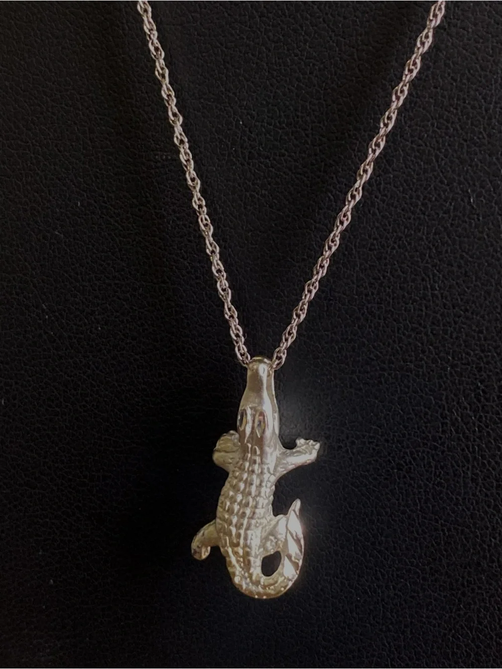 Sterling silver alligator Pendant  & 925 Necklace